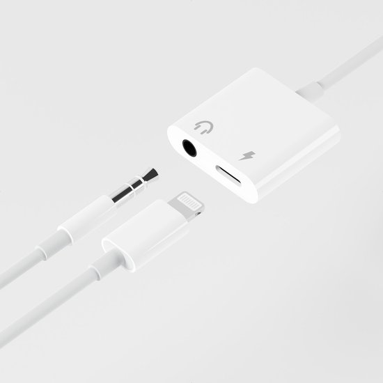 8-pins aansluiting naar jack 3.5 mm adapter - Splitter audio en opladen - 8-pins adapter - Geschikt voor Apple Lightning - Geschikt voor iOS10 of hoger - QY