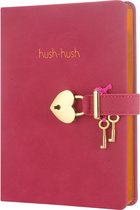 Victoria's Journals - Dagboek met slot, sleutel en geschenkdoos - Hush-Hush My Secret Diary w/ Heart Lock - Luxe Vegan Leer Dagboek - Hardcover - 320 Pagina's Premium Papier - 13 x 18 cm (Magenta)