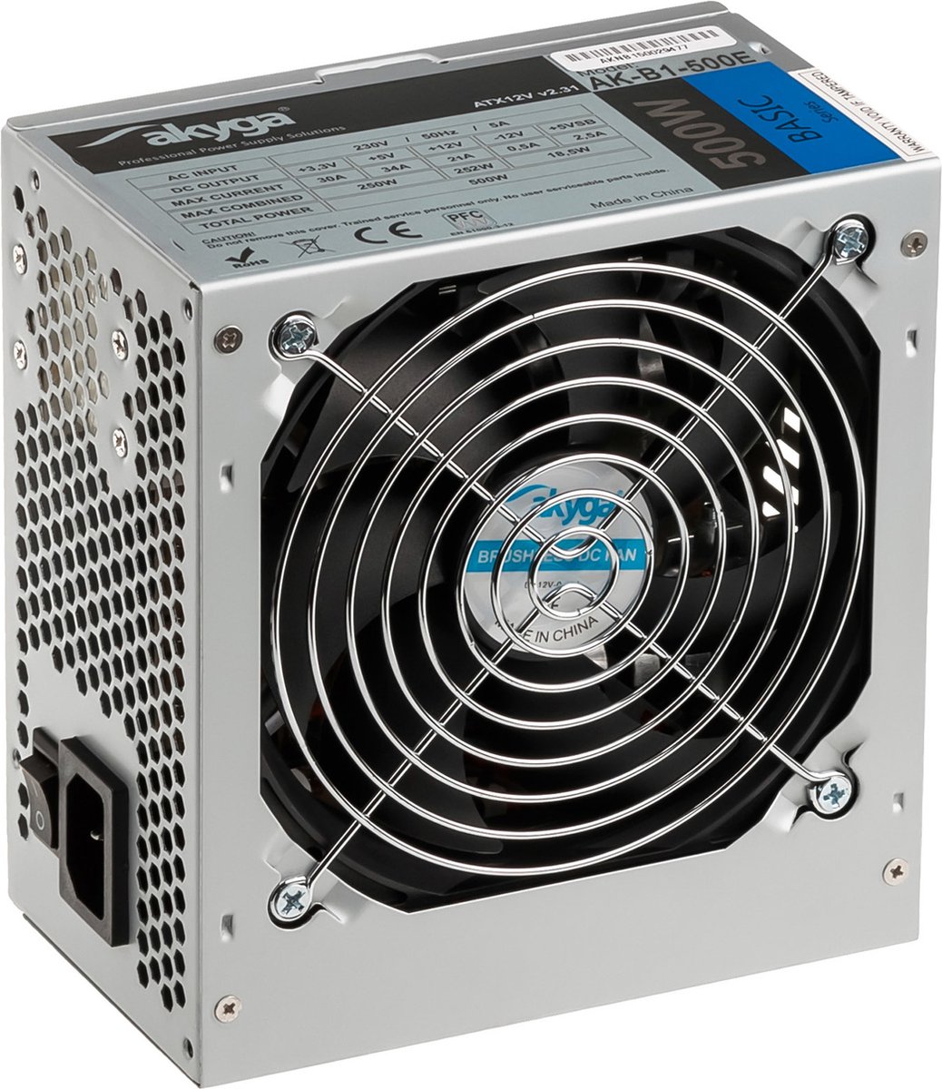 Akyga Ak-B1-500E Power Supply Unit 500 W 20+4 Pin Atx Atx Grijs voeding
