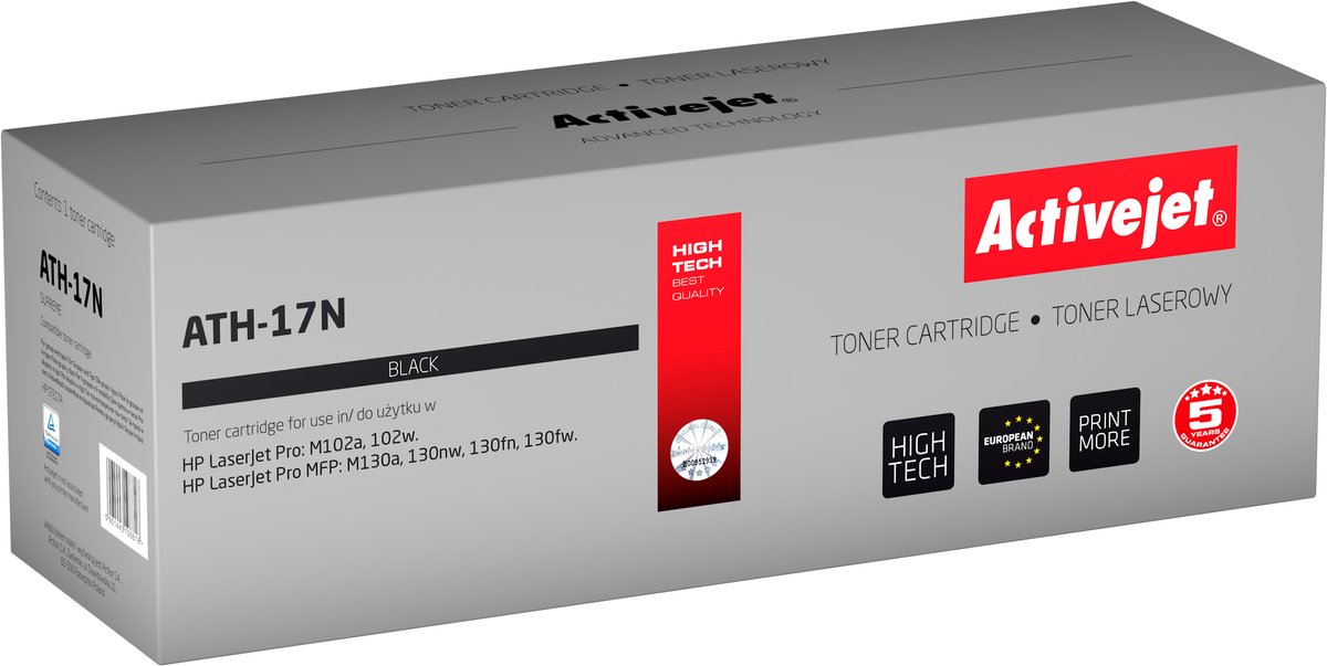 ActiveJet AT-17 N TONER voor HP-printer; HP 17A CF217A-vervanging; Opperste; 1600 pagina's; zwart.