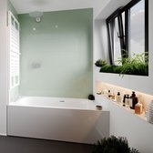Paroi de baignoire en 2 parties - réglable en hauteur ! - extensible en longueur - 106 x 140 cm - profil blanc - verre décoratif blanc sablé - verre de sécurité - Atelier du Bain - art. D13428- F 04 273