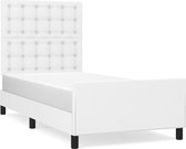 vidaXL Cadre de lit avec tête de lit Cuir artificiel Blanc 90 x 200 cm
