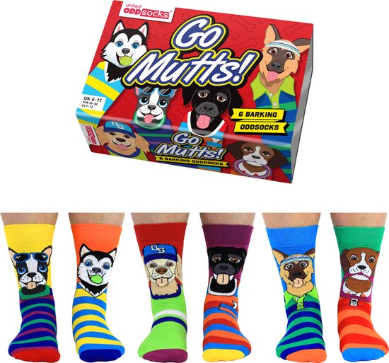 Oddsocks Honden Go Mutts Herensokken Mismatched 39-46