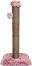 Topmast Krabpaal Fluffy Big Pole - Roze - 39 x 39 x 80 cm - Made in EU - Krabpaal voor Katten - Sterk Sisal Touw - Met Kattenspeeltje