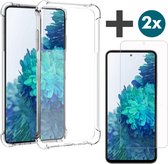 Arara Hoesje geschikt voor Samsung Galaxy S20 FE hoesje transparant siliconen backcover met verstevigde hoeken Inclusief 2 Stuks Screenprotector tempered glass