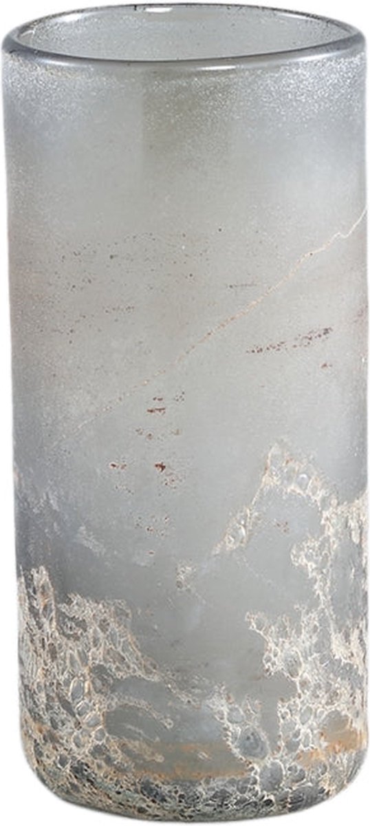 PTMD COLLECTION PTMD Loek Vaas - 11 x 11 x 25 cm - Glas - Grijs