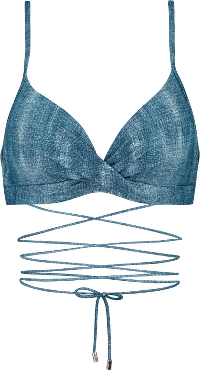 BEACH LIFE - denim twist bikinitop - Blauw