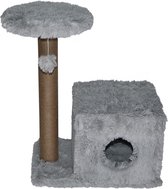 Topmast Krabpaal Fluffy Nevada - Grijs - 72 x 39 x 80 cm - Made in EU - Krabpaal voor Katten - Met Kattenhuis - Sterk Sisal Touw