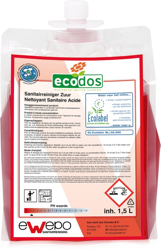 Ewepo Ecodos Easy sanitair zuur 2x1,5 L. | bol
