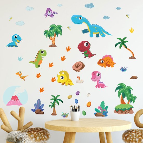 Sans Citron - Autocollants Muraux - Thema: Dinos - Autocollants Fenêtre - Décoration - Home - Chambre d'Enfant - Dessin Animé - 1 Set