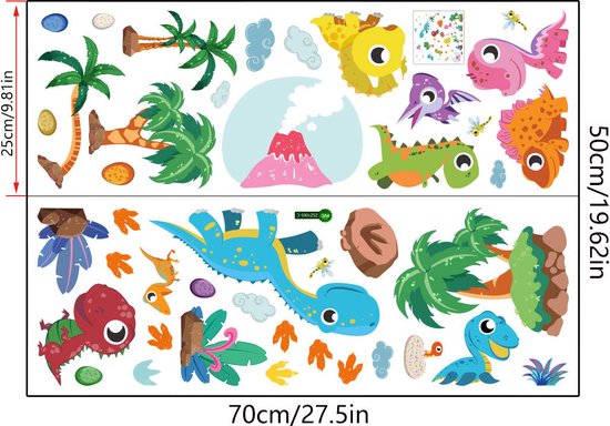 Sans Citron - Autocollants Muraux - Thema: Dinos - Autocollants Fenêtre - Décoration - Home - Chambre d'Enfant - Dessin Animé - 1 Set