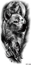 Wolf Sleeve Tattoo | Tijdelijke tattoo sleeve volwassenen | Neptattoo | Wolf Temporary Tattoo | 20,5 cm x 9,5 cm