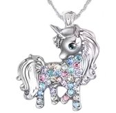 Akyol - ketting - unicorn ketting - unicorn ketting met steentjes - cadeau voor je vriendin - eenhoorn - unicorn thema - ketting meisjes - cadeau - ketting - hartje - unicorn cadeau - sieraad - leuke unicorn ketting