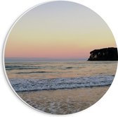 WallClassics - PVC Schuimplaat Muurcirkel - Strand met Kleurrijke Lucht - 20x20 cm Foto op Muurcirkel (met ophangsysteem)