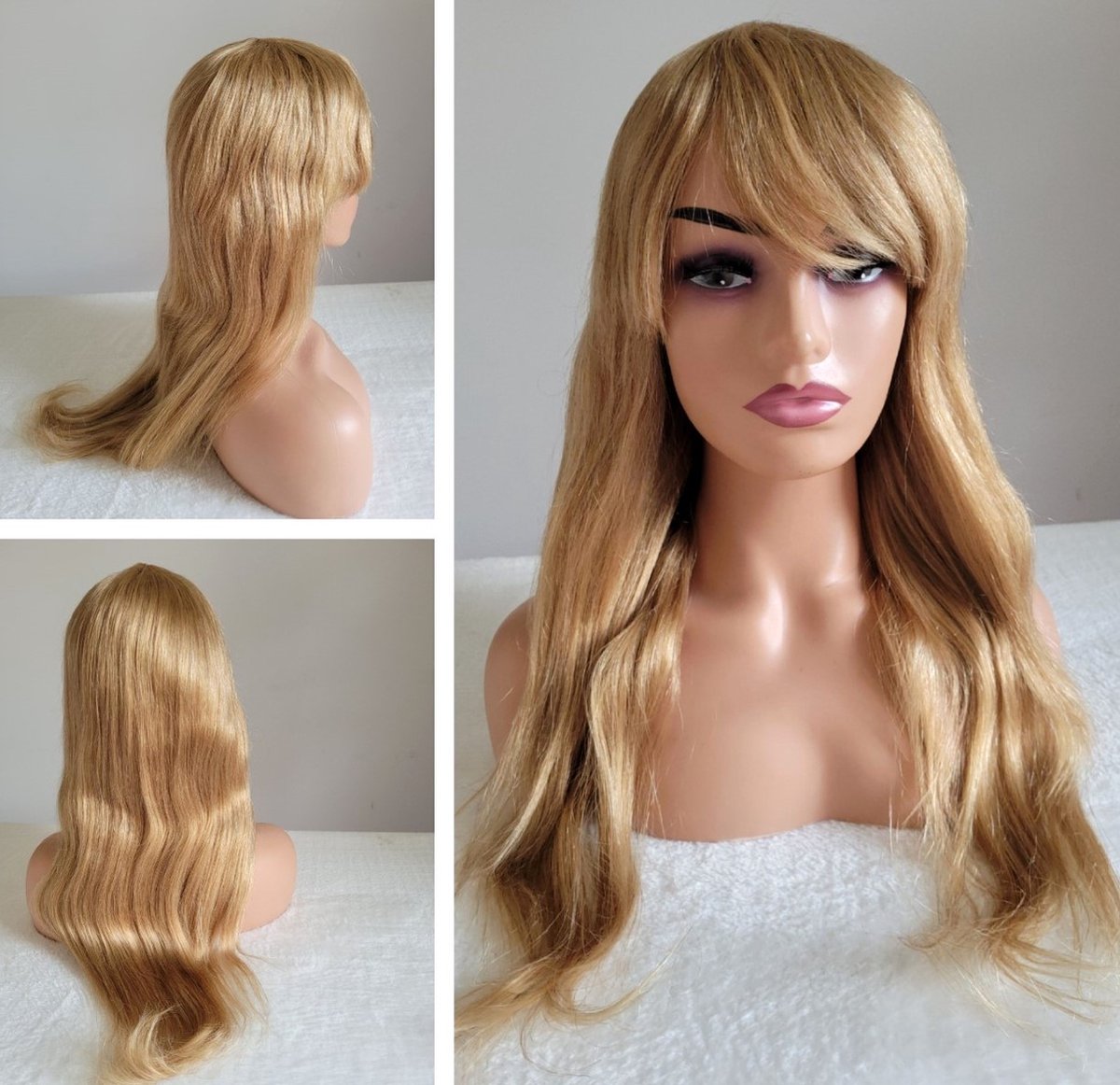 Onvermijdelijk Tegenhanger Inhalen Braziliaanse Dames Remy pruiken 24 inch - steil honing blond pruik met pony  - - real... | bol.com