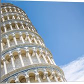 Dibond - Toren van Pisa vanaf onder - Italië - 80x80 cm Foto op Aluminium (Met Ophangsysteem)
