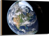 Hout - Licht en Donker op Aarde in het Heelal - 100x75 cm - 9 mm dik - Foto op Hout (Met Ophangsysteem)