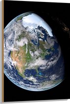 Hout - Licht en Donker op Aarde in het Heelal - 70x105 cm - 9 mm dik - Foto op Hout (Met Ophangsysteem)