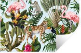 Muurstickers - Sticker Folie - Jungle - Dieren - Meisjes - Kinderen - Jongens - Flamingo - Papegaai - 30x20 cm - Plakfolie - Muurstickers Kinderkamer - Zelfklevend Behang - Zelfklevend behangpapier - Stickerfolie