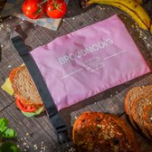 NEEDED BREAD Sac à Sandwich Réutilisable (30x20cm) - Hermétique - 100% RPET - Lunch Bag - Film Alimentaire - Adultes et Enfants - Lunch Box - Lunch Box - Rose Pastel