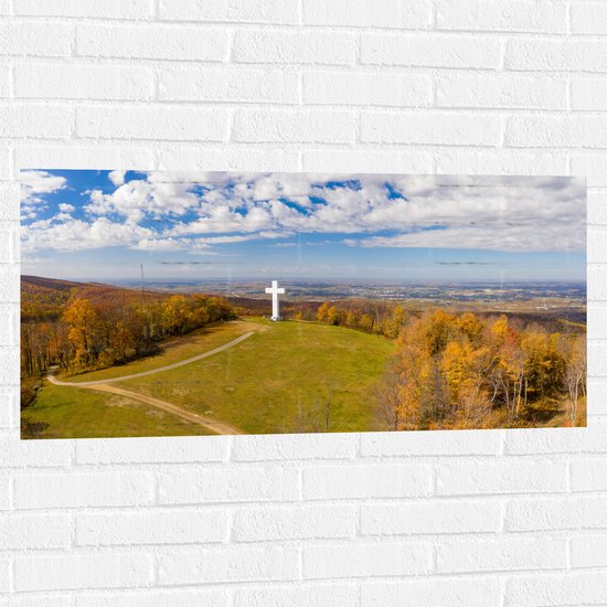 Muursticker - The Great Cross of Christ in Pennsylvania, Verenigde Staten - 100x50 cm Foto op Muursticker