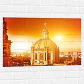 Muursticker - Top van St-Pietersbasiliek Kerk in Vaticaanstad onder Felle Zon - 75x50 cm Foto op Muursticker