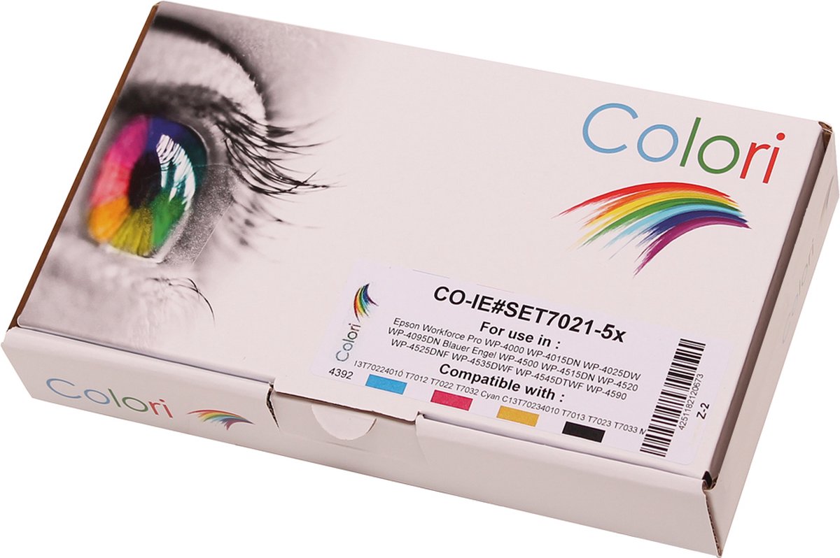 Image of Set 5x Colori huismerk cartridge geschikt voor Epson WorkForce Pro WP-4000 WP-4015DN WP-4025DW WP-4095DN Workforce WP-4500 WP-4515DN WP-4520 WP-4525DNF