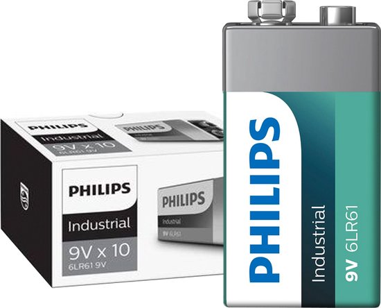 Philips Industrial 9V / 6LR61 - Piles alcalines - boîte de 10 pièces