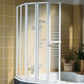 Paroi de bain Schulte 5 parties - 120 x 140 cm - profil blanc - verre de sécurité transparent avec décor à rayures - art. D1325- F 04 72