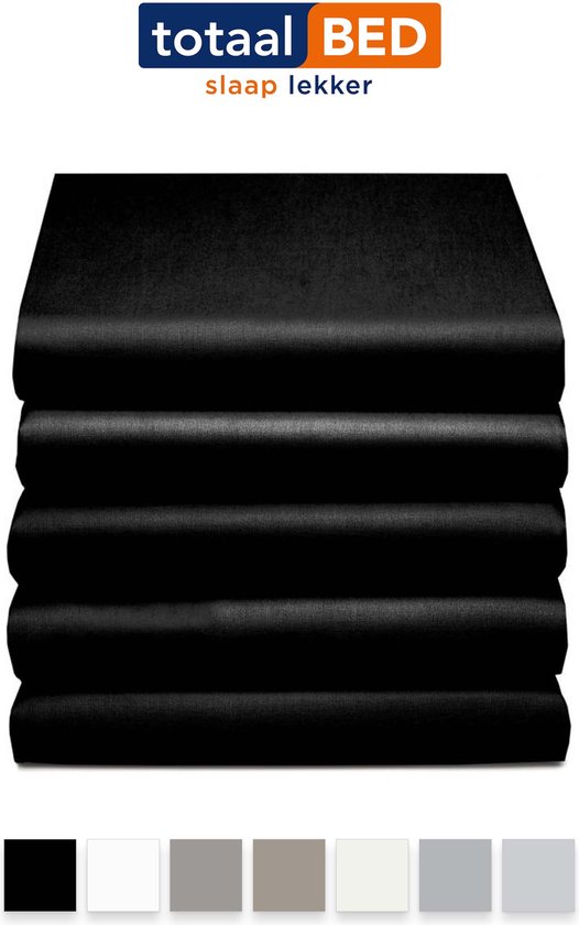 Hoeslaken - 90x210cm - zwart - 100% katoensatijn