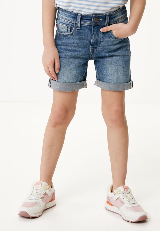 JUNO SHORT Mid Waist/ Slim Leg Short Jeans Meisjes - Light Vintag - Maat 110-116