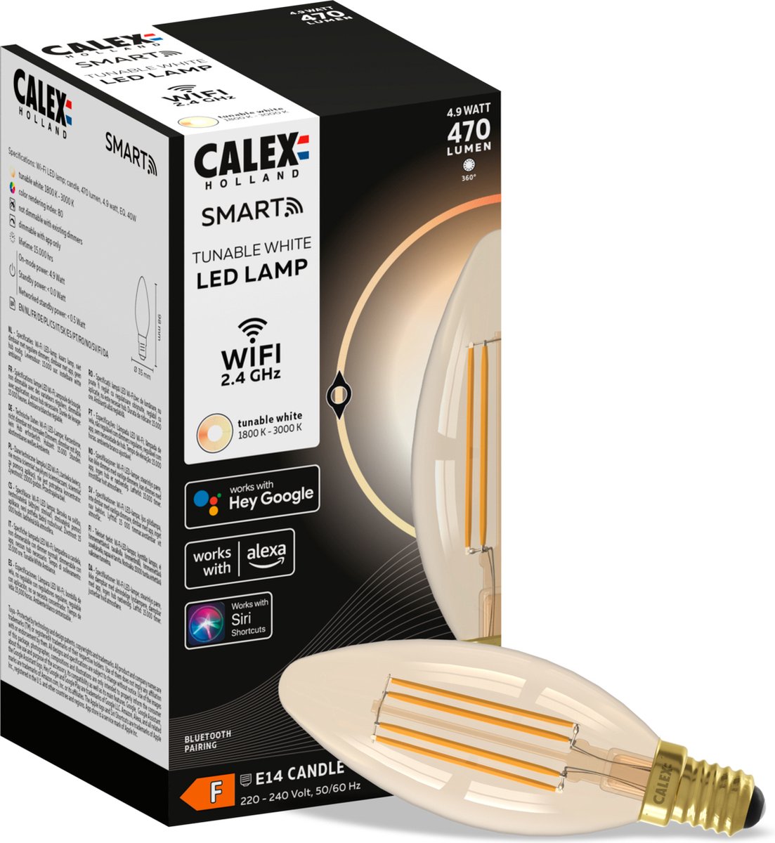 Calex Ampoule Intelligente - Eclairage filament LED Wifi - E14 - Source  lumineuse