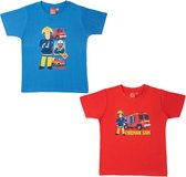 Brandweerman Sam Shirt - Set van 2 stuks - Blauw/Rood - Maat 110/116