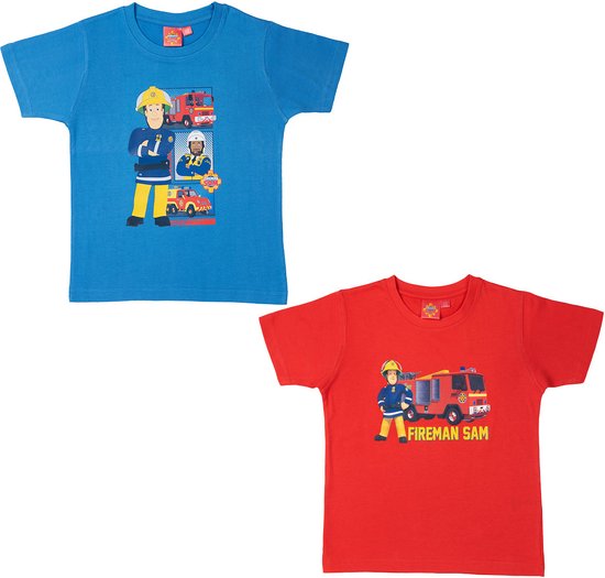 Brandweerman Sam Shirt - Set van 2 stuks - Blauw/Rood