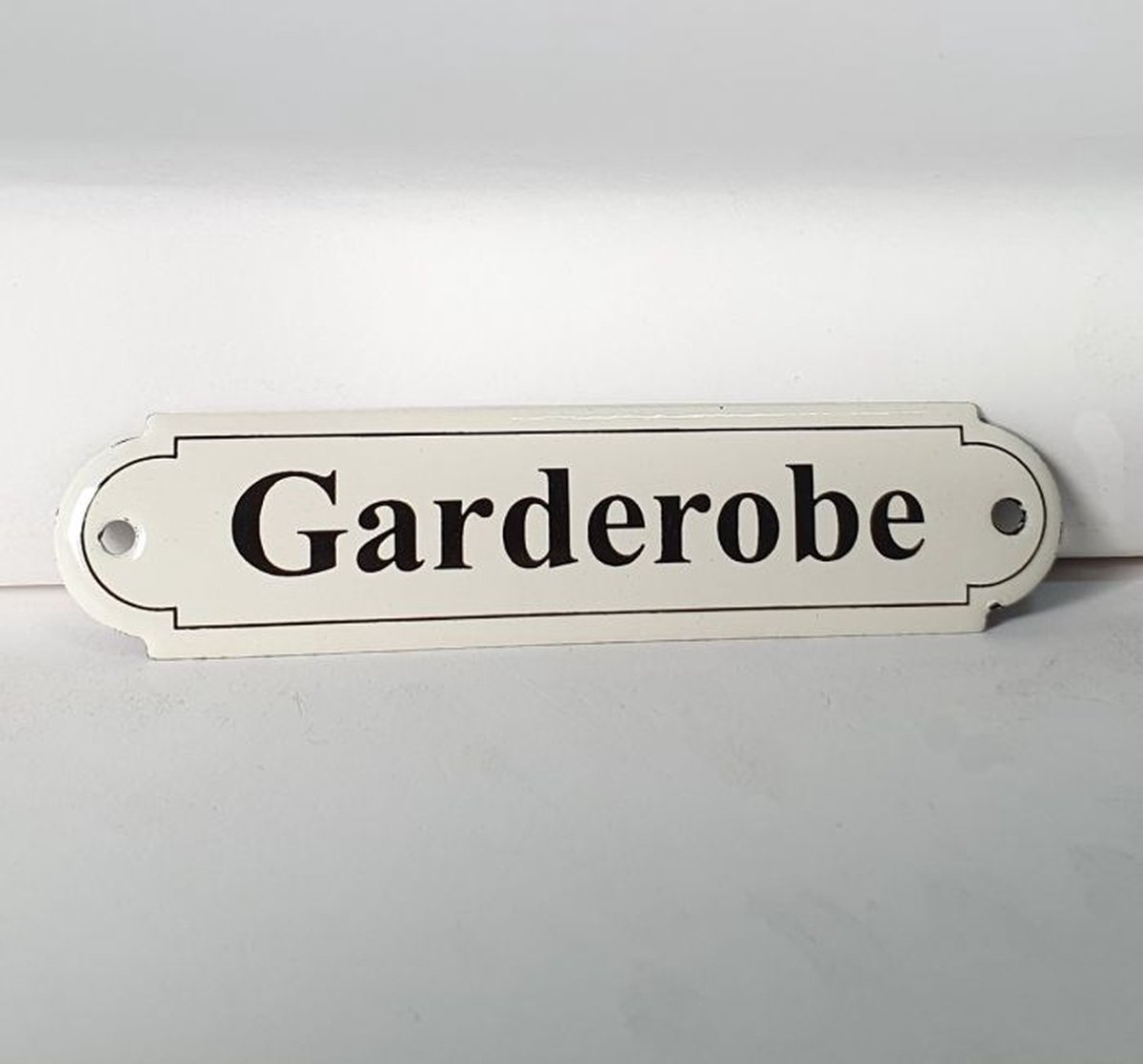 Emaille deurbordje naamplaatje Garderobe - 11 x 2,7 cm Klassiek NP-KS-R2