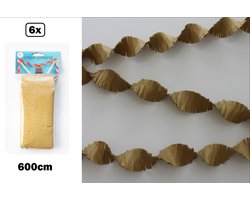 6x Crepe guirlande brandveilig goud 600cm - verjaardag vlaglijn festival thema feest gold party