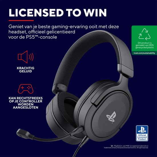 Trust GXT498 Forta - Casque de Gaming - Sous licence pour PS5 - Zwart