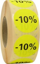 Etiket ø35mm fluor geel/zwart -10 % permanent 1000/rol