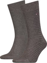 Tommy Hilfiger Small Stripe Sock 2 pack heren sokken bruin gestreept Maat 43 46 bol