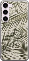 Leuke Telefoonhoesjes - Hoesje geschikt voor Samsung Galaxy S23 - Palmbladeren - Soft case - TPU - Planten - Groen