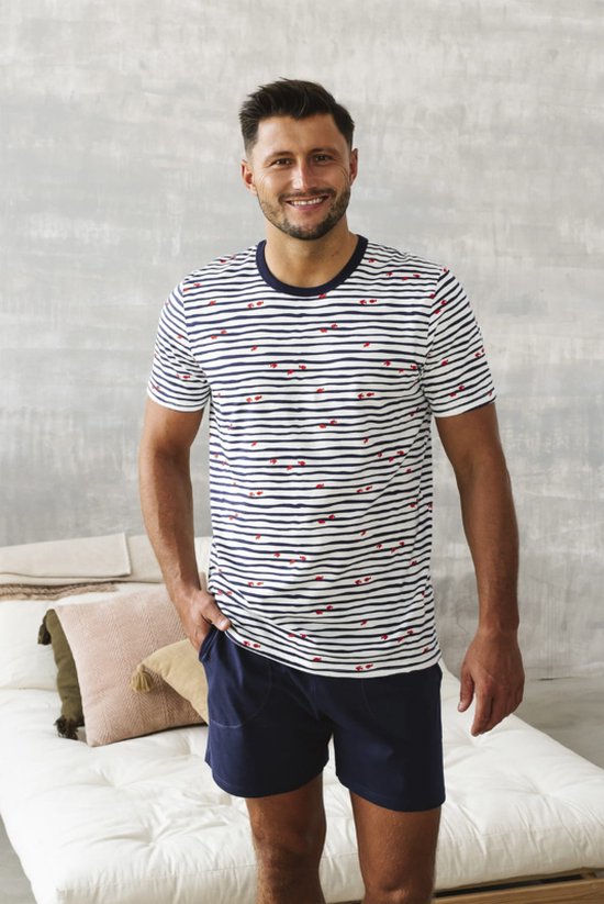Korte pyjama heren | Italian Fashion Korfu | korte mouwen | 100% katoen | marineblauw M