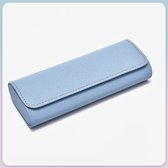 Brillenkoker Kunstleer - Blauw - Overslag Brillenhouder - 16.2*6.6 cm