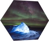 Dibond Hexagon - Noorderlicht boven de IJskappen - 80x69.6 cm Foto op Hexagon (Met Ophangsysteem)