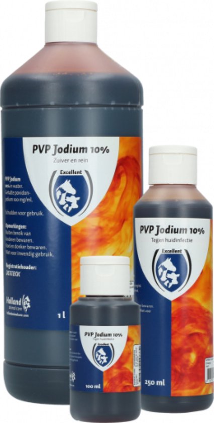 Excellent Jodium Shampoo – 10% PVP Jodium – Uitsluitend voor dieren – Reinigt huid en vacht – Huidvriendelijk en prikt niet – Klepsluiting – 1L - Holland Animal Care