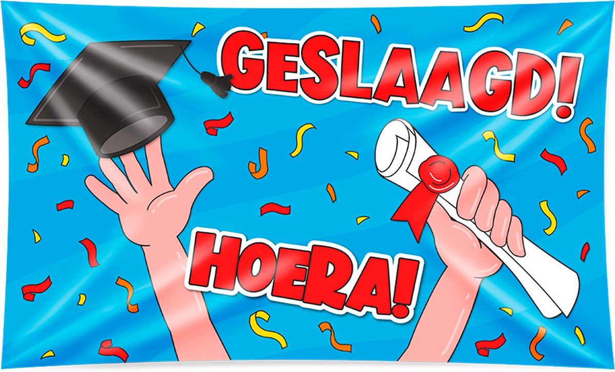 Vlag Geslaagd - Geslaagd versiering - Nederlandse vlag - Afgestudeerd