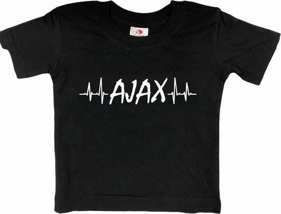 Amsterdam Kinder t-shirt | AJAX hartslag | Verjaardagkado | verjaardag kado | grappig | jarig | Amsterdam | Ajax | cadeau | Cadeau | Zwart/wit | Maat 110/116