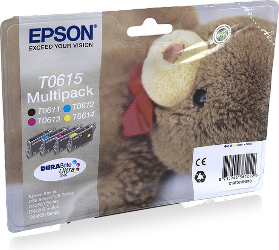 Epson Teddybear Multipack "Ourson" (T0615) - Encres DURABrite Ultra N, C,  M, J | bol.com