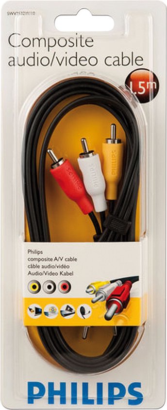 Philips SWA2532W/10 - Stereo Dubbing-kabel - 0.75 meter / Zwart
