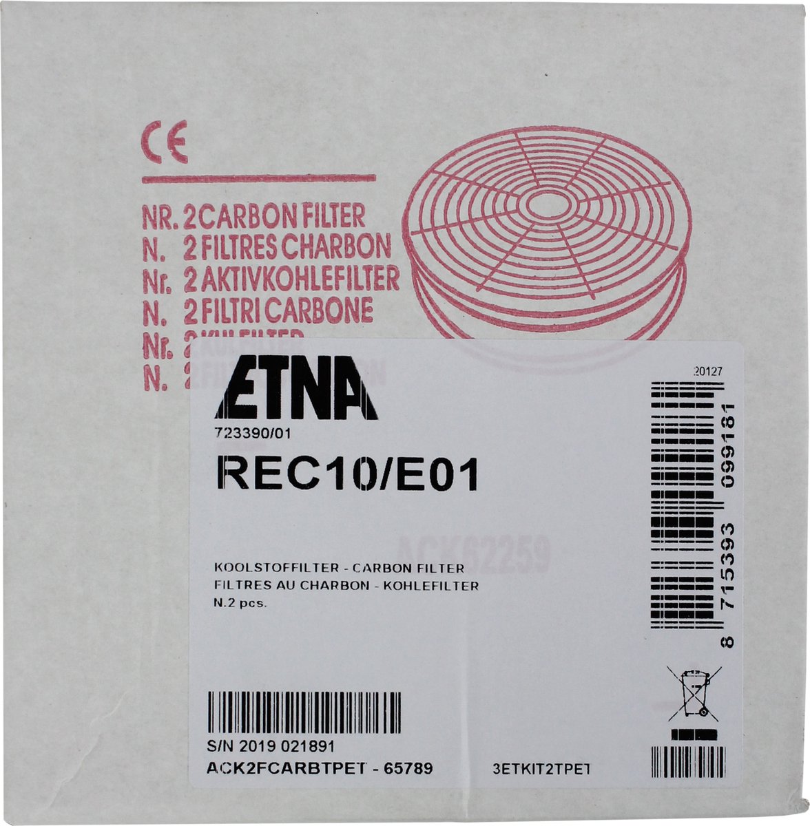 Etna REC10 - Afzuigkapfilter - set van 2 stuks