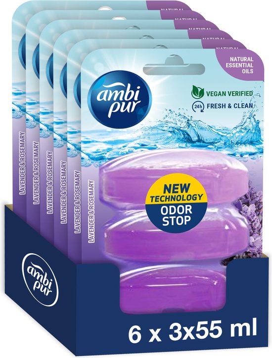Ambi Pur Toiletblok Navulling Lavendel & Rozemarijn 6 x 3 stuks